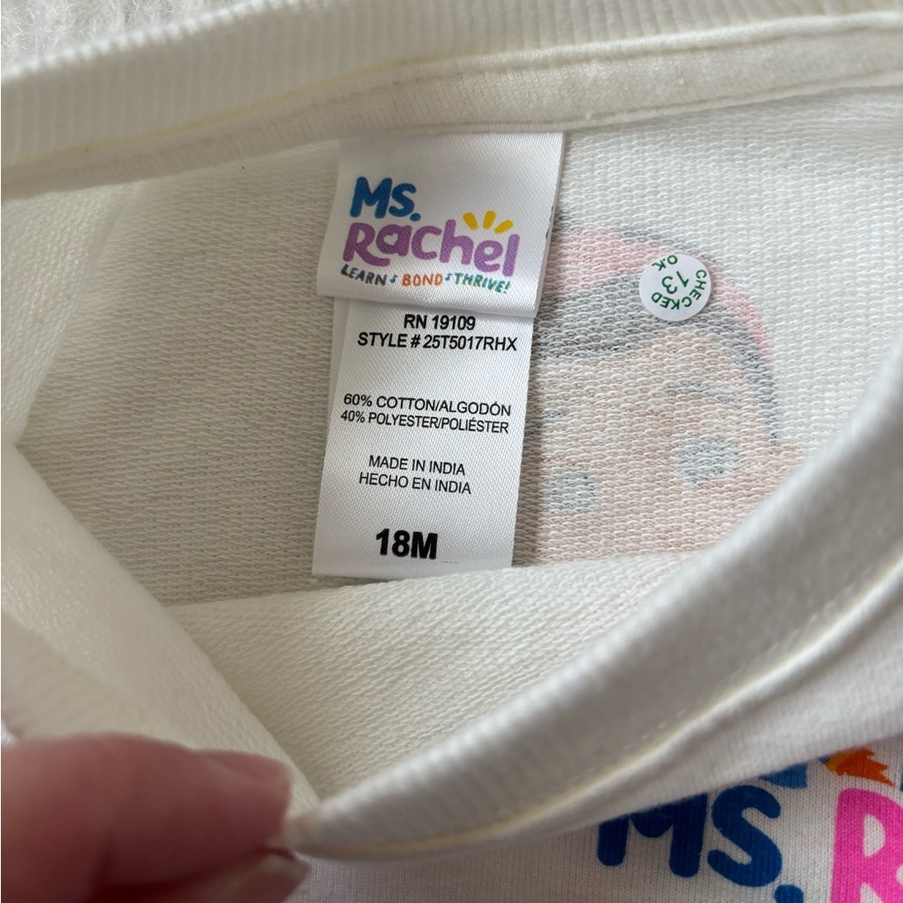 Happy Ms Rachel & Herbie Toddler Cream Sweatshirt - Picture 3 of 4